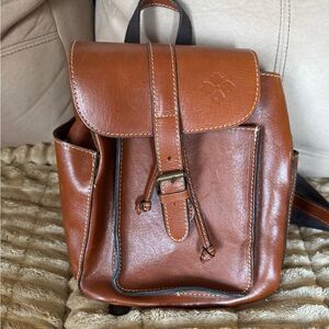 Patricia Nash Heritage Aberdeen Leather Backpack Cognac Brown Shoulder Bag